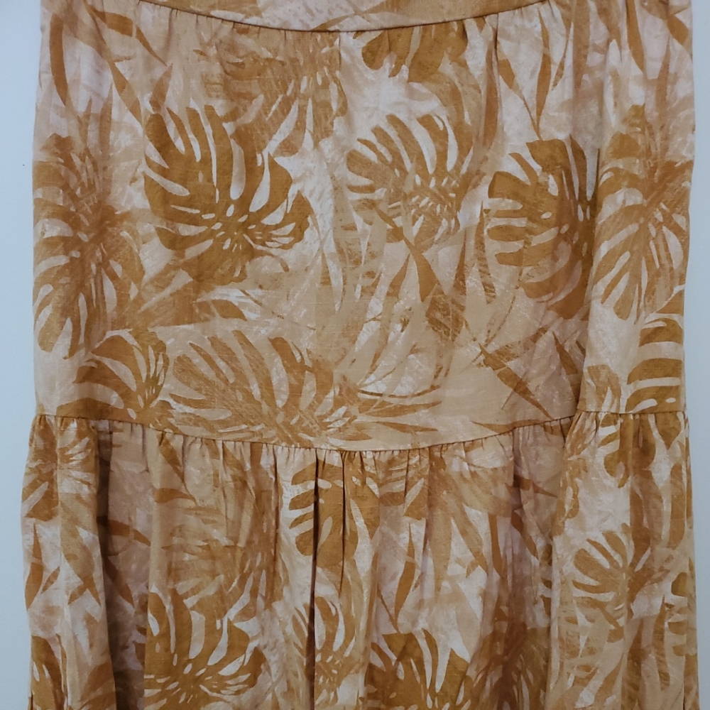 Lulus Veranda Vibes Beige Tropical Print Tiered Maxi Skirt Size XL - Picture 7 of 10